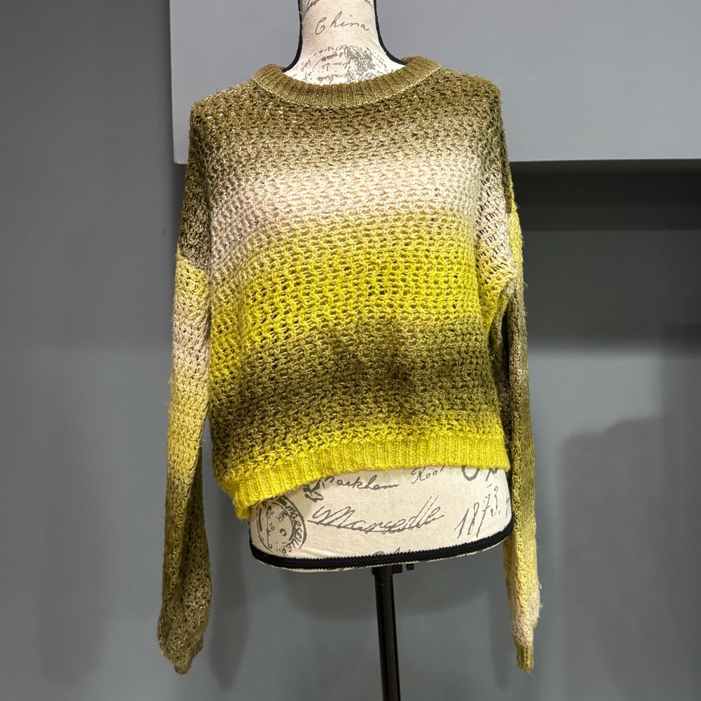 Vero Moda Yellow and Brown Crew Neck Sweater with Cozy Knit